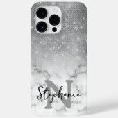 Silver Sequin Diamonds Marble Ombre Monogram Case-Mate iPhone Hülle (Rückseite)