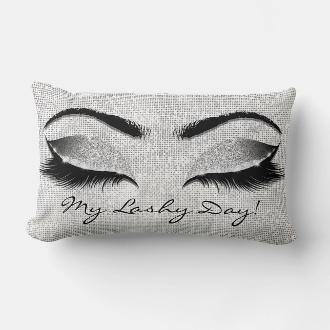 Silver Sequin Glitzer Black Browns Makeup Lashes Lendenkissen (Vorderseite)