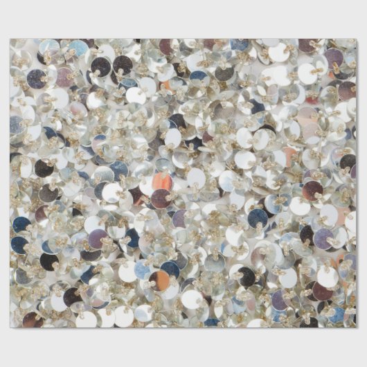 Silver Sequin Glitzer Glam Glamour Wrapping Paper Geschenkpapier (Flach)