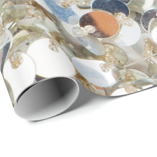Silver Sequin Glitzer Glam Glamour Wrapping Paper Geschenkpapier (Rolleneckpunkt)