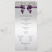 Silver Sequin Lila Bow Wedding Program Programm (Rückseite)