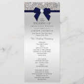Silver Sequin Navy Blue Bow Wedding Program Programm (Vorderseite)