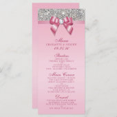 Silver Sequin Pink Bow Wedding Collection Menü Menükarte (Vorne/Hinten)