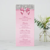 Silver Sequin Pink Bow Wedding Collection Menü Menükarte (Stehend Vorderseite)