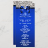 Silver Sequin Royal Blue Bow Wedding Program Programm (Vorne/Hinten)
