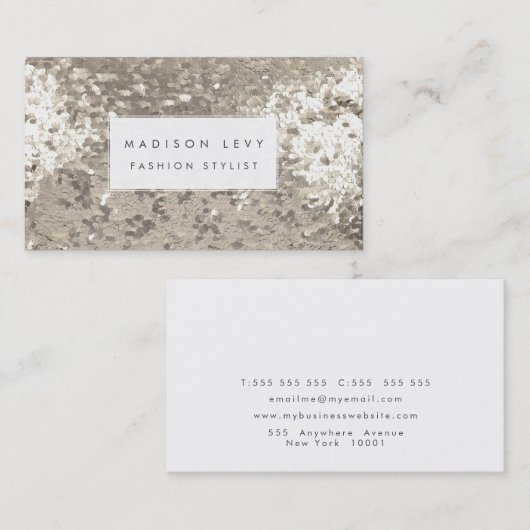 Silver Sequin Sequins Fashion Stylist Visitenkarte (Vorne/Hinten)