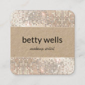 Silver Sequin Striped Makeup Artist Kraft Quadratische Visitenkarte (Vorderseite)