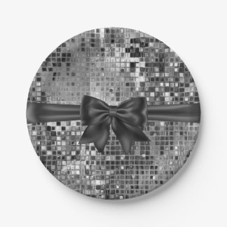 Silver Sequin und Black Bow Party Teller