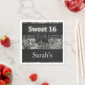 Silver Sequin und Black Bow Sweet 16 Napkins Serviette (Beispiel)