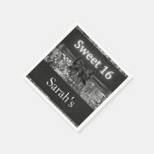 Silver Sequin und Black Bow Sweet 16 Napkins Serviette (Ecke)