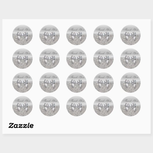 Silver Sequins Bow Danke Stickers (Blatt)