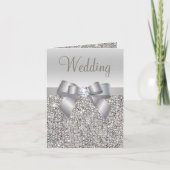 Silver Sequins, Bow & Diamond Wedites Einladung (Vorderseite)