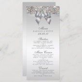 Silver Sequins Bow Wedding Menu Menükarte (Vorne/Hinten)