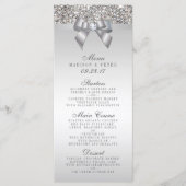 Silver Sequins Bow Wedding Menu Menükarte (Vorderseite)