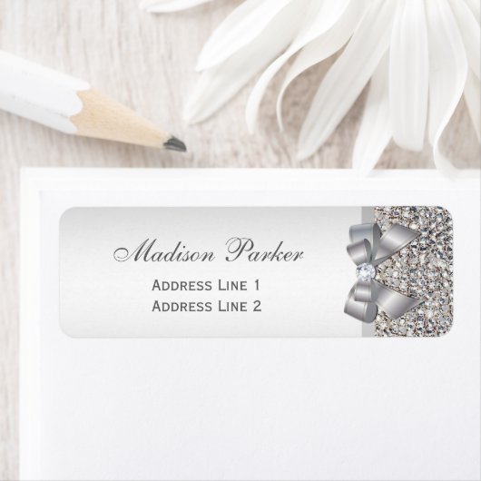 Silver Sequins Bow Wedding Personalisiert (Insitu)