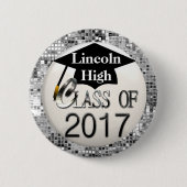 Silver Sequins Class of 2017 Abschluss Button (Vorderseite)