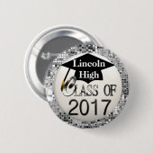 Silver Sequins Class of 2017 Abschluss Button (Vorne & Hinten)