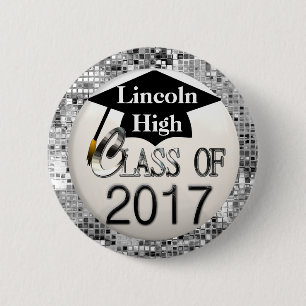 Silver Sequins Class of 2017 Abschluss Button
