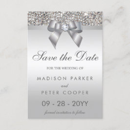 Silver Sequins Diamond Bow Save the Date Hochzeit
