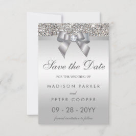 Silver Sequins Diamond Bow Save the Date Hochzeit