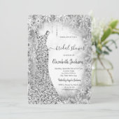 Silver Sequins Dress Snowflakes Brautparty Einladung (Stehend Vorderseite)