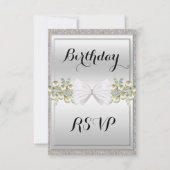 Silver Sequins & Floral Gemes Glitzer Bow UAWG Einladung (Vorderseite)
