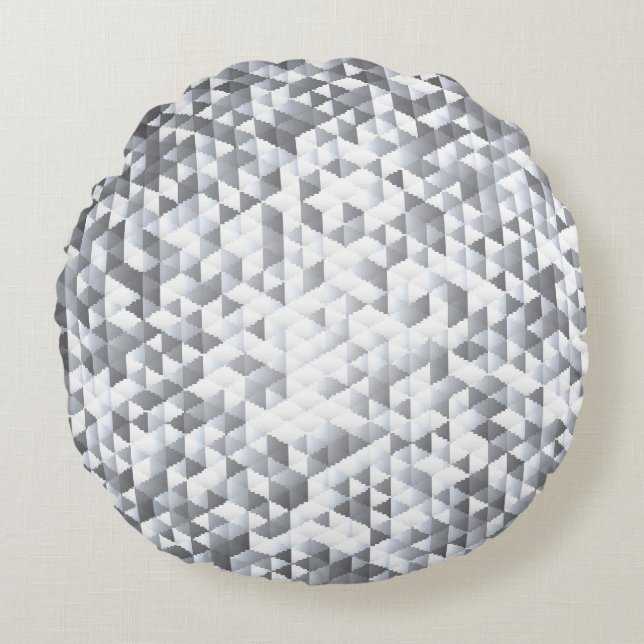 Silver Sequins: Glittering Mosaic Background Rundes Kissen (Vorderseite)