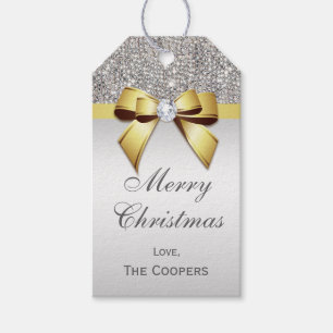 Silver Sequins Gold Diamond Bogen Weihnachten Geschenkanhänger