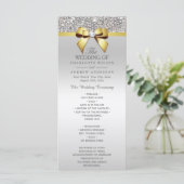 Silver Sequins Gold Diamond Bow Wedding Program Programm (Stehend Vorderseite)
