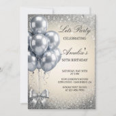 Silver Sequins Let's Birthday Party Invitation Einladung (Vorderseite)