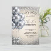 Silver Sequins Let's Birthday Party Invitation Einladung (Stehend Vorderseite)