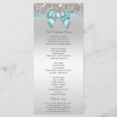 Silver Sequins Light Aquamarin Bow Wedding Program Programm (Rückseite)