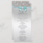 Silver Sequins Light Aquamarin Bow Wedding Program Programm (Vorne/Hinten)
