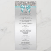 Silver Sequins Light Aquamarin Bow Wedding Program Programm (Vorderseite)