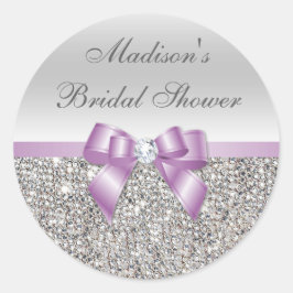 Silver Sequins Lilac Bow Brautparty Stickers