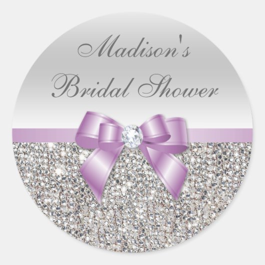 Silver Sequins Lilac Bow Brautparty Stickers (Vorderseite)