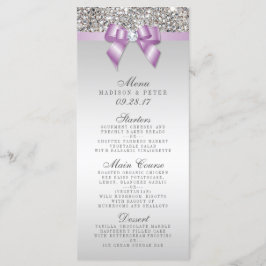 Silver Sequins Lilac Bow Wedding Menu Menükarte