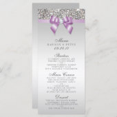 Silver Sequins Lilac Bow Wedding Menu Menükarte (Vorne/Hinten)