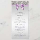 Silver Sequins Lilac Bow Wedding Menu Menükarte (Vorderseite)