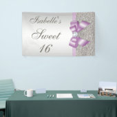 Silver Sequins Lilac Imitats Bow Sweet 16 Banner (Messeveranstaltung)