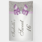 Silver Sequins Lilac Imitats Bow Sweet 16 Banner (Vertikal)