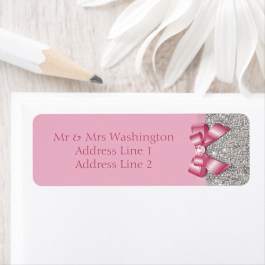 Silver Sequins Pink Bow und Diamond (Insitu)