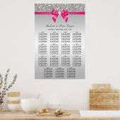 Silver Sequins Pink Bow Wedding Chart Poster (Küche)
