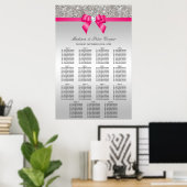 Silver Sequins Pink Bow Wedding Chart Poster (Heimbüro)