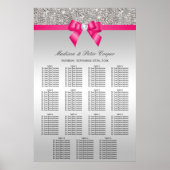 Silver Sequins Pink Bow Wedding Chart Poster (Vorne)