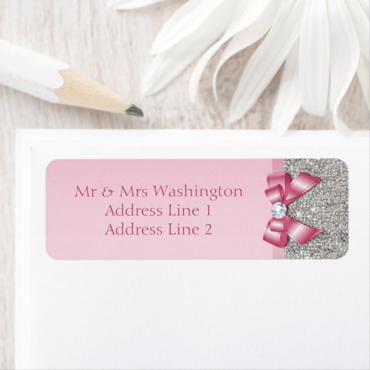 Silver Sequins Pink Diamond Bow (Insitu)