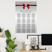 Silver Sequins Red Bow Wedding Chart Poster (Heimbüro)