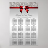 Silver Sequins Red Bow Wedding Chart Poster (Vorne)