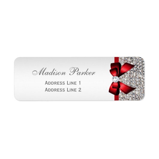 Silver Sequins Red Bow Wedding Personalisiert (Vorne)