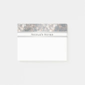 Silver Sequins Sparkle Glam Trendy Personalisiert Post-it Klebezettel (Vorderseite)